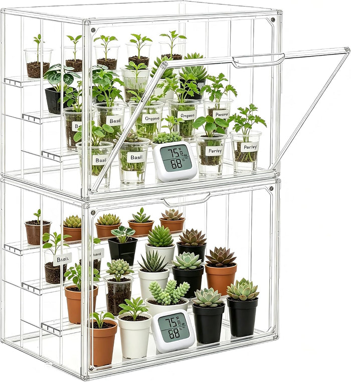 Mini Greenhouse Indoor with Magnetic Door, M-4tier-2pcs